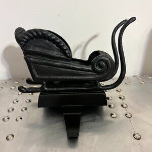 Pottery Barn Santa's Sleigh Stocking Holder Hanger Cast Iron RETIRED